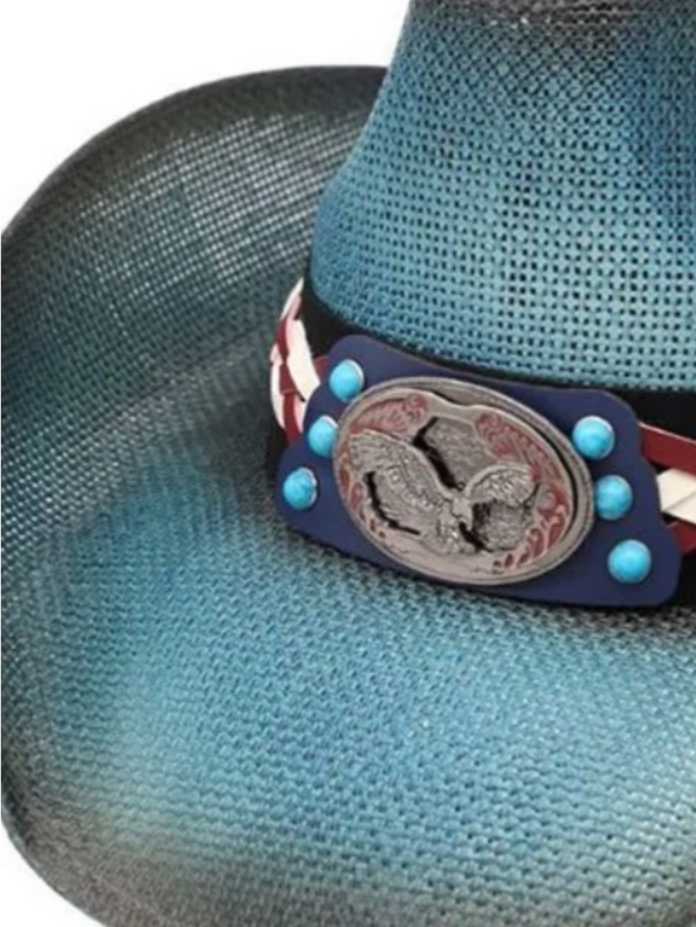 Women’s Dusty patriotic Cowboy Hat with Braided Band and Concho / new - Picture 3 of 4